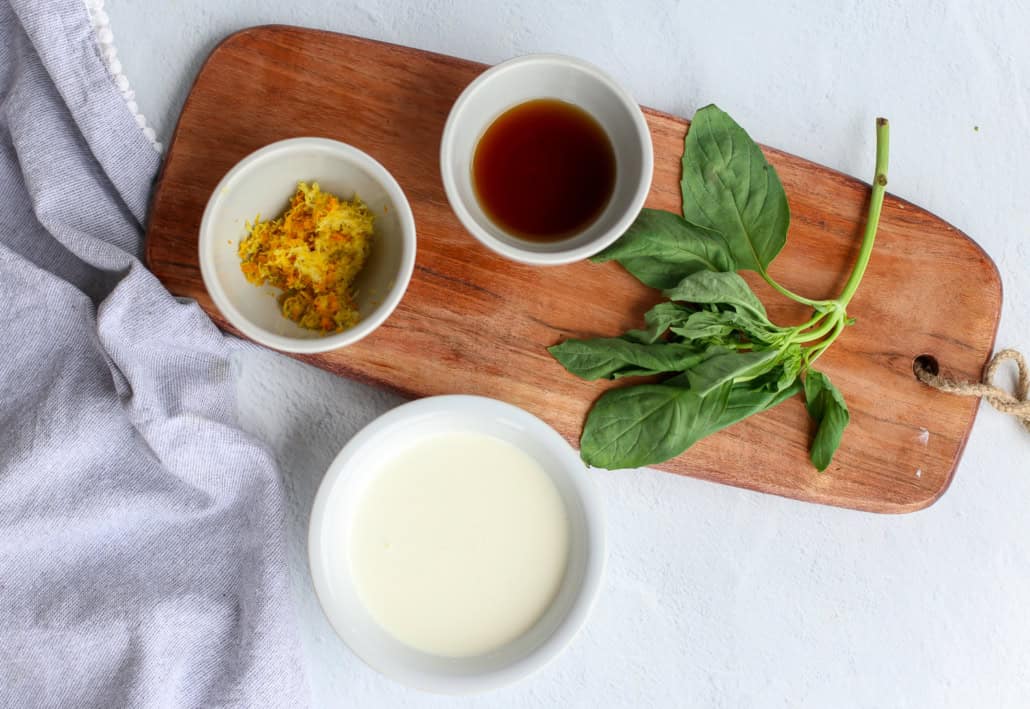 ingredients for lemon pasta sauce on a cutting board