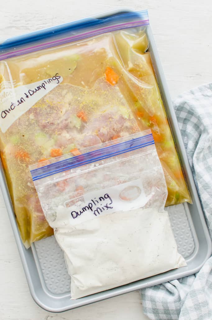 Chicken and Dumplings packaged as a freezer meal