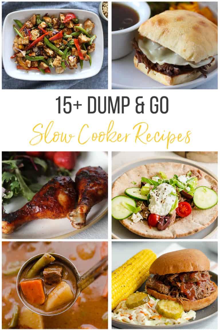 Collage of dump-and-go recipes.