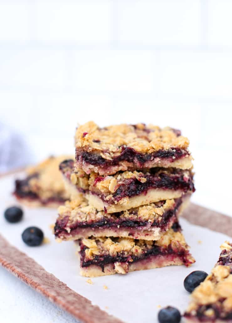 Blueberry Crumble Bars stacked