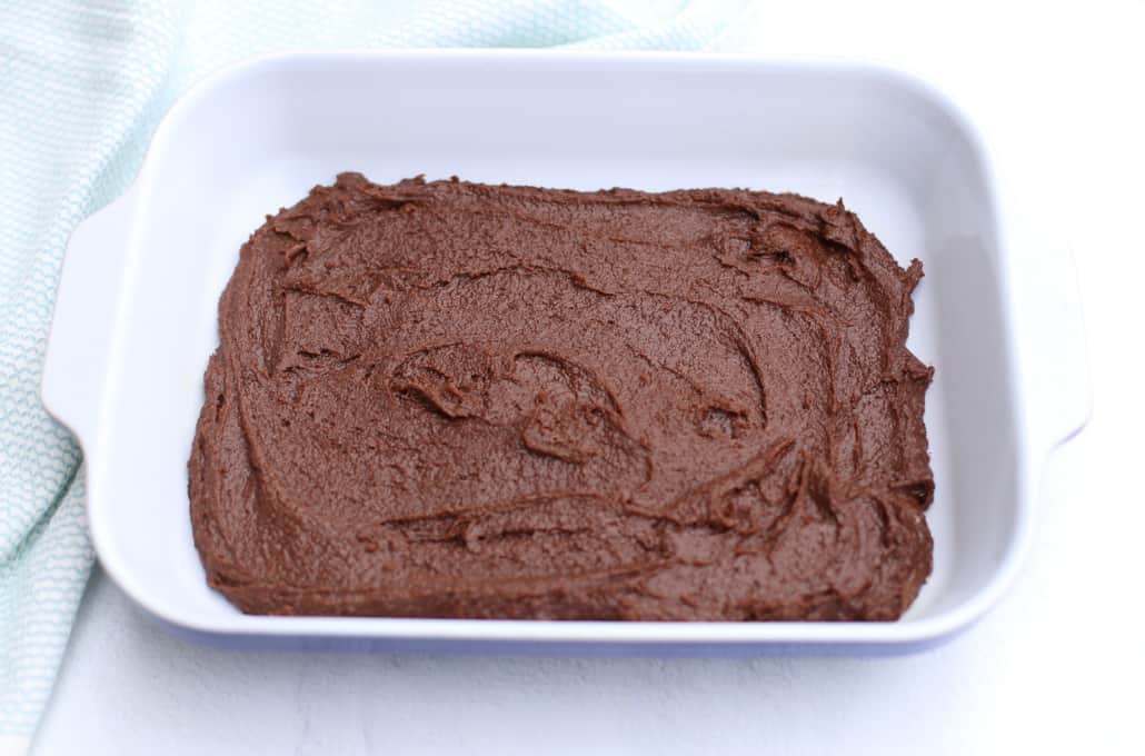 Brownie batter in large baking dish