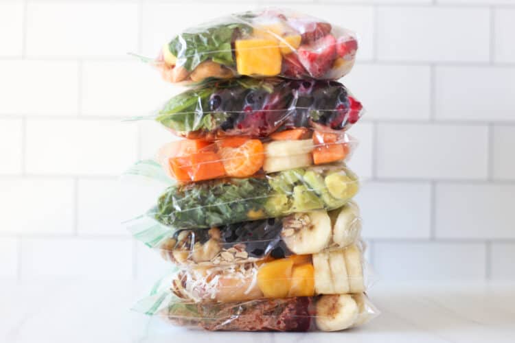 A stack of freezer smoothie packs.