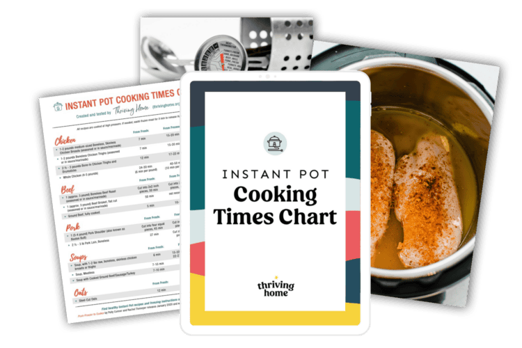 Instant Pot cooking times chart printable laid out.