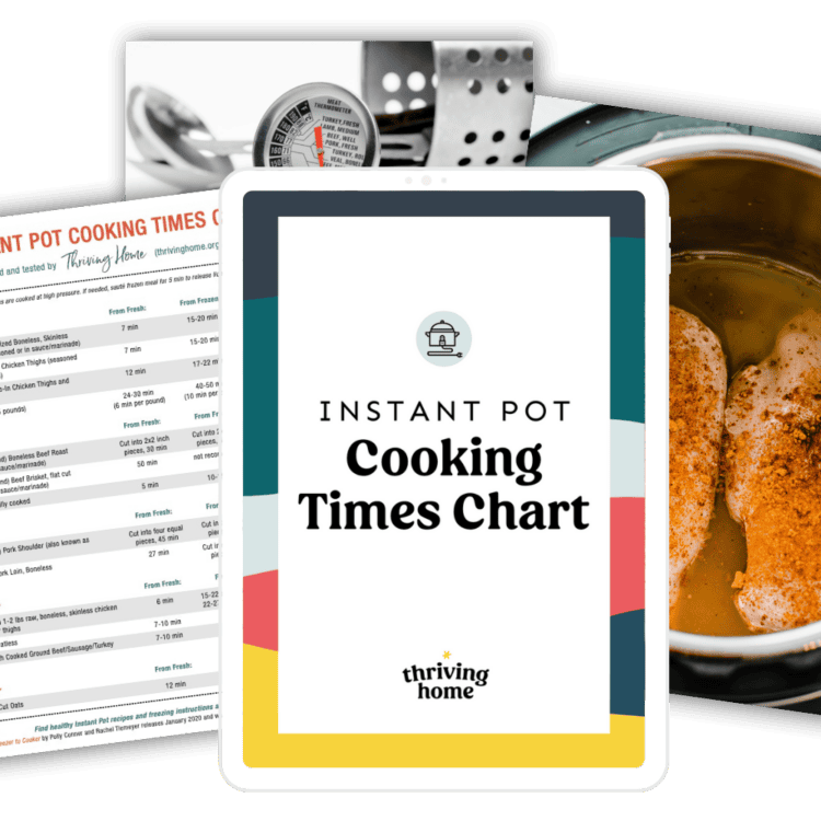 Instant Pot cooking times chart printable laid out.