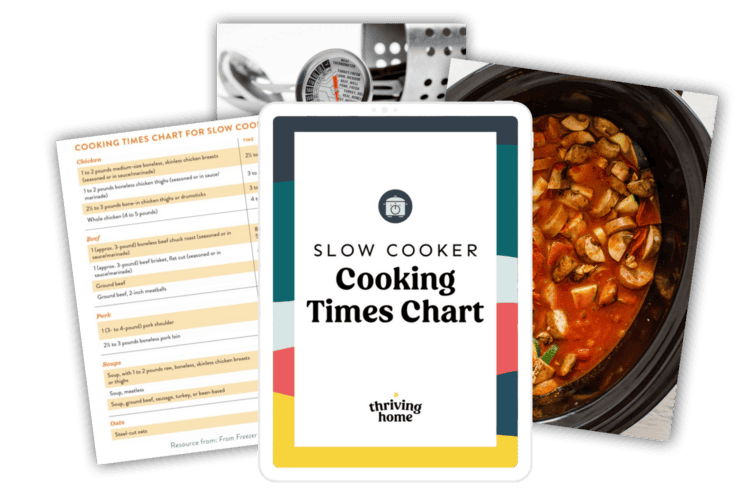 Photo of our slow cooker cooking times chart.