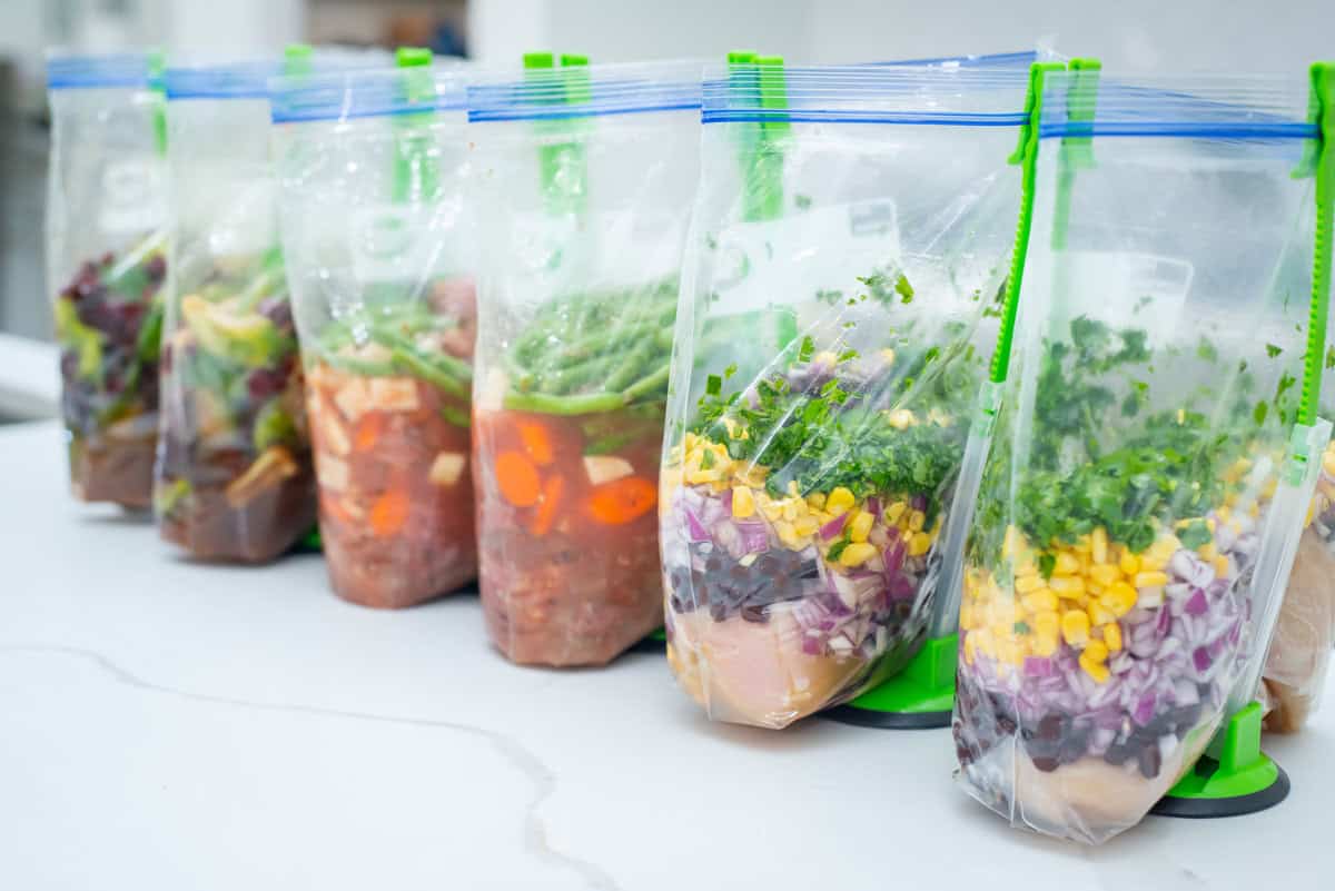 Freezer Meals in Baggy Holders.