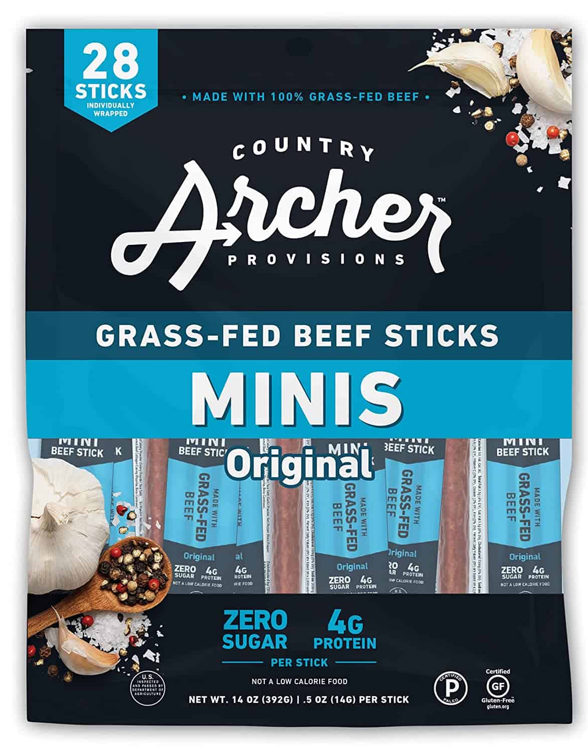 Stock image of Archer grass-fed beef sticks.