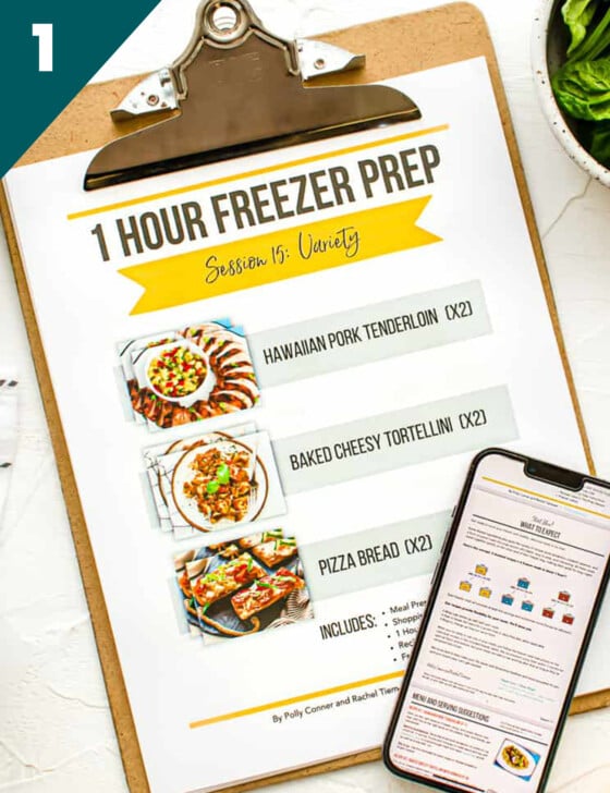 1 Hour Freezer Prep session that is printed out and also on a mobile device.