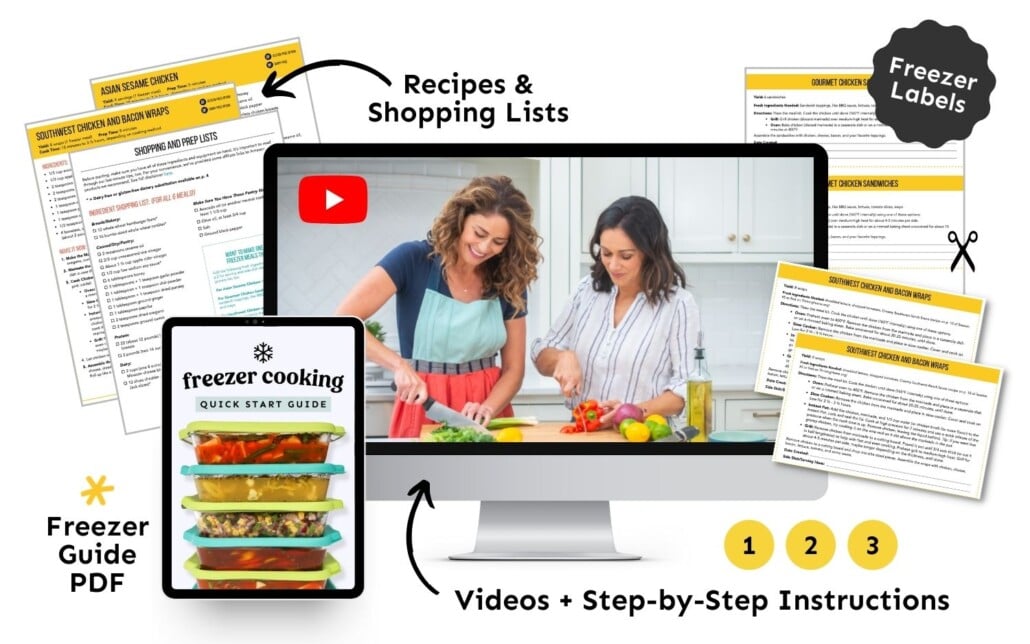 Print outs, freezer labels, video of women cooking, and Ipad with ebook that shows 1 Hour Freezer Prep.