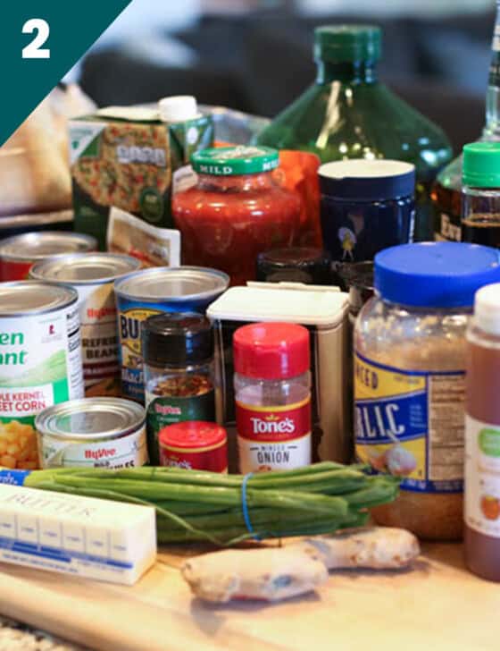 Ingredients set out on a table.