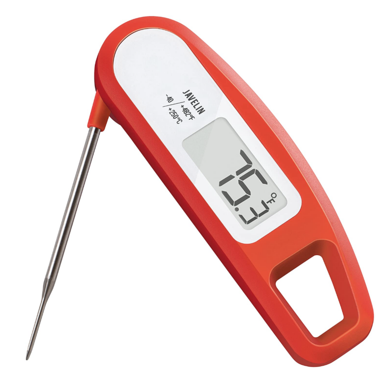 red digital meat thermometer.
