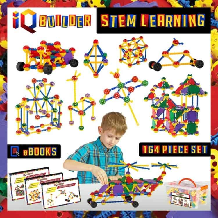 Stock photo of a box of magnetic blocks called, "IQ Builder."