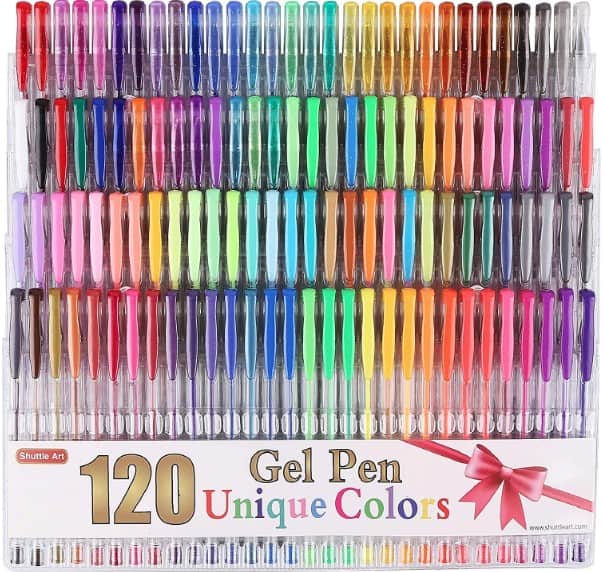 Multicolored gel pen set.