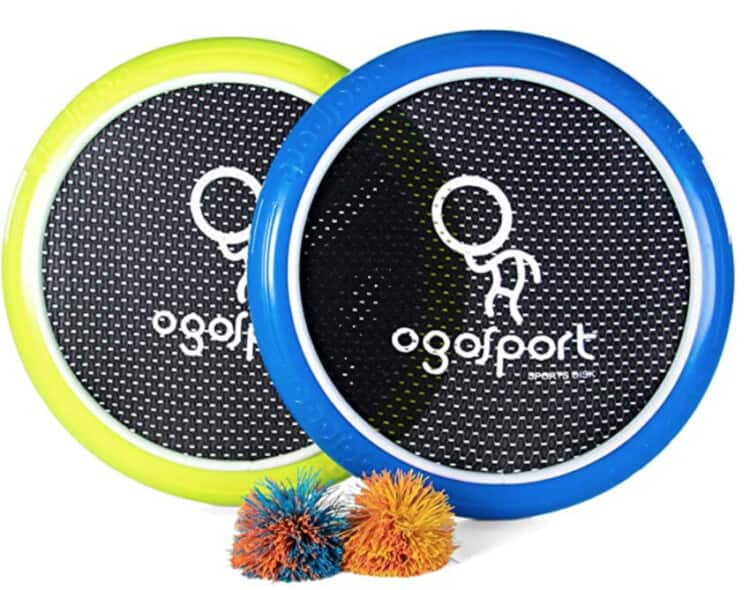 Ogosport mini disk set with two Kooshballs and a green and blue disk.