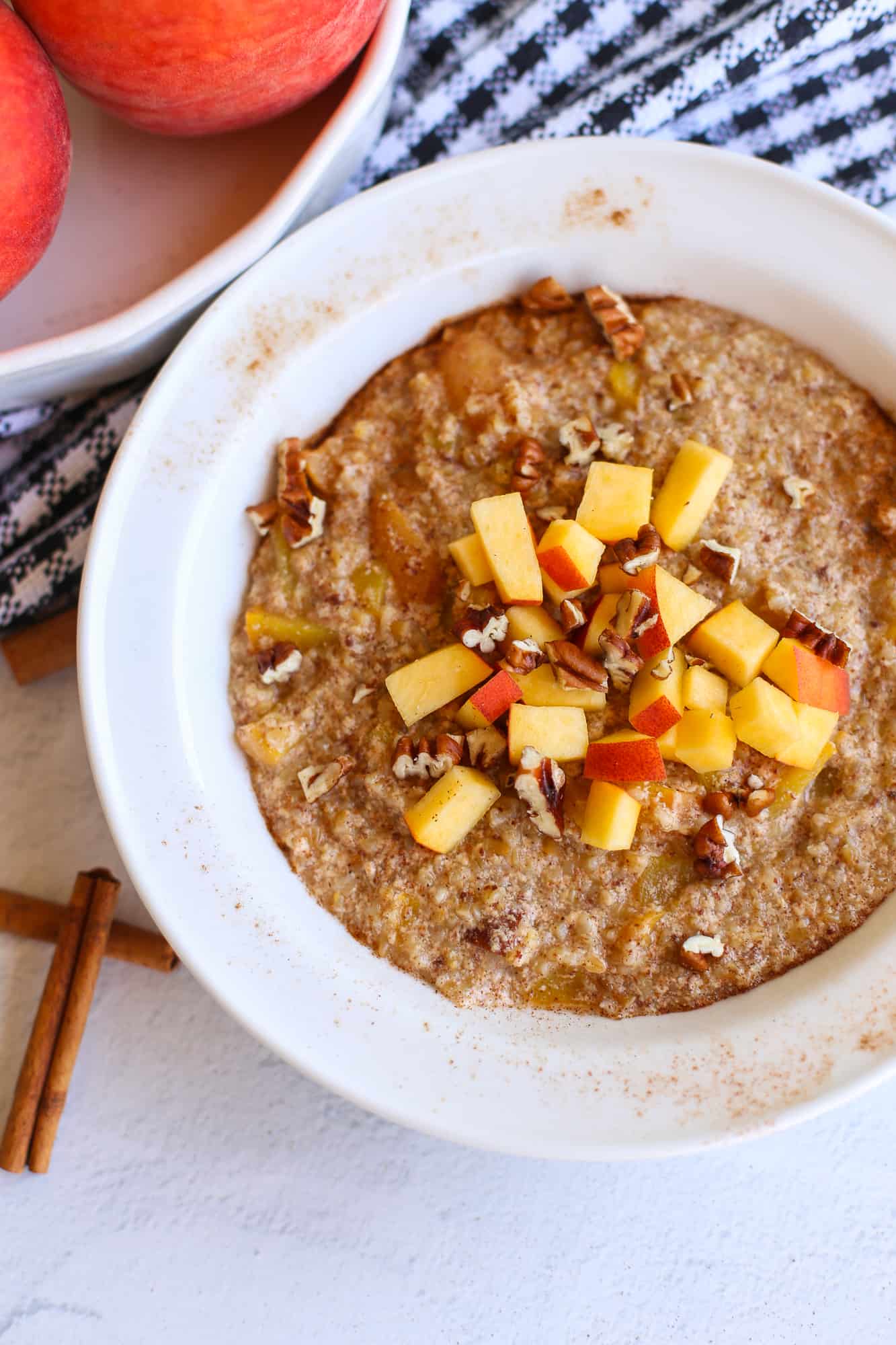 Megan's Instant Pot Peaches & Cream Steel-Cut Oatmeal - Once Upon