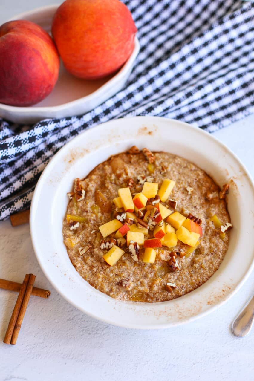 Peaches and Cream Steel Cut Oats (in the Instant Pot) - Thriving Home