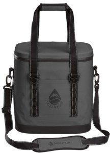 Gray and black portable cooler bag.