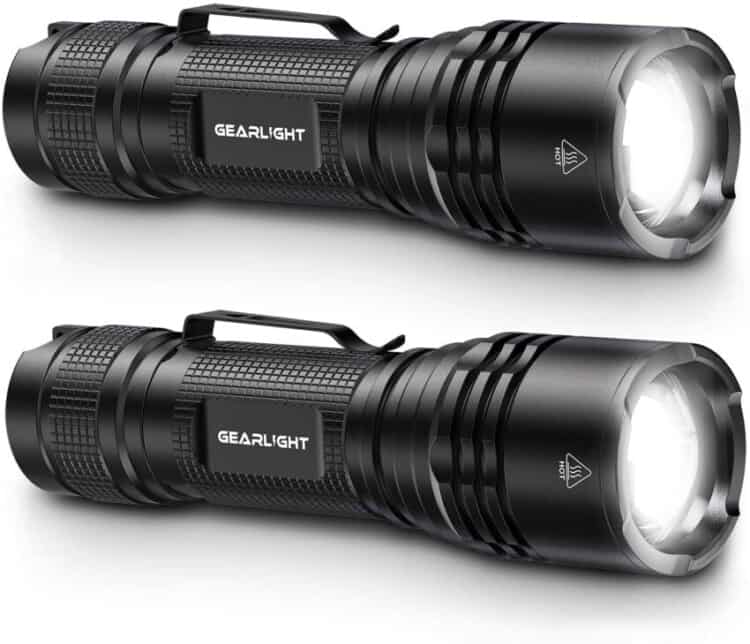 Two black flashlights side by side.