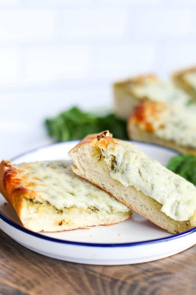 Sliced pieces of pesto bread