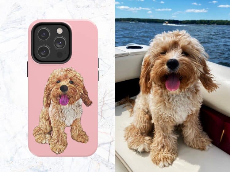 Custom phone case with dog on it for tween girl.