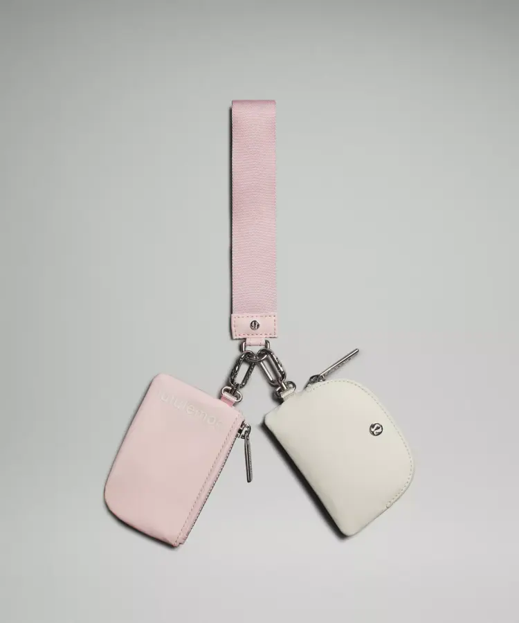 Pink Lululemon wristlet.