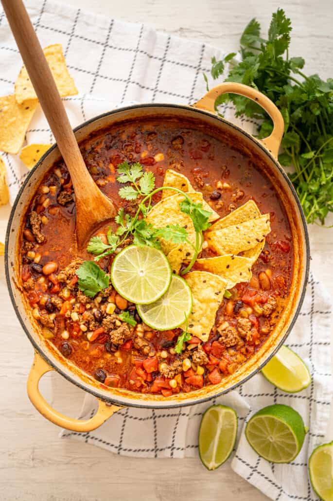 Mexican soup in a dutch oven