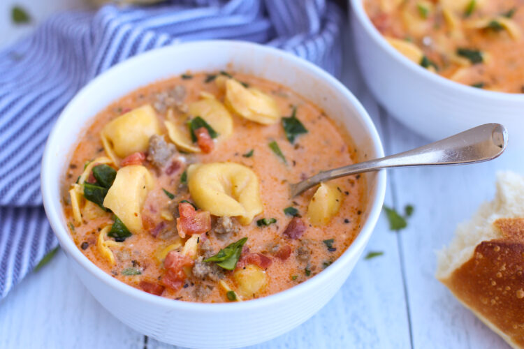 slow cooker sausage and tortellini soup