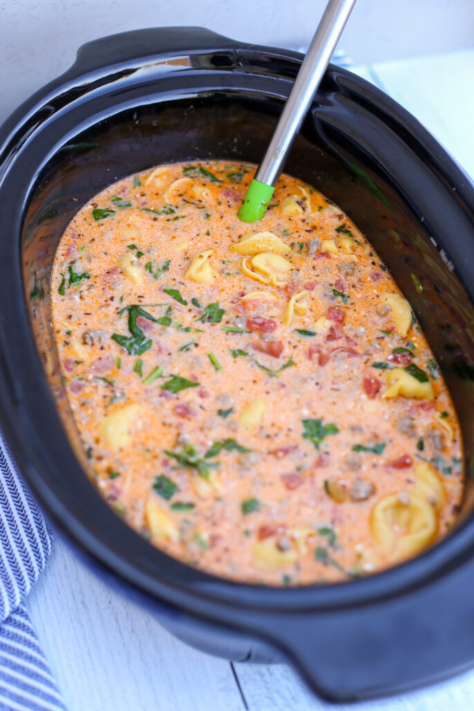 Cookes sausage and tortellini soup in a crock pot