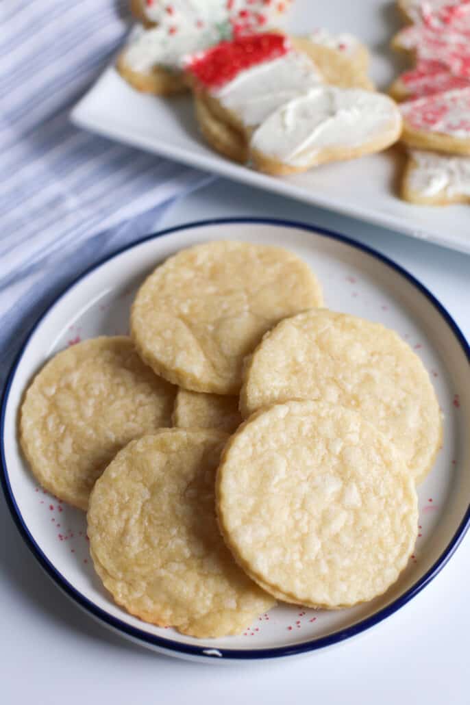 cream cheese sugar cookies on a plate