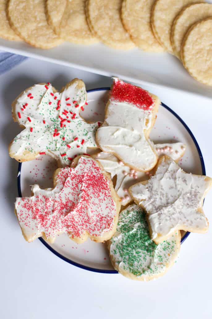 Cream cheese sugar cookies decorated for christmas