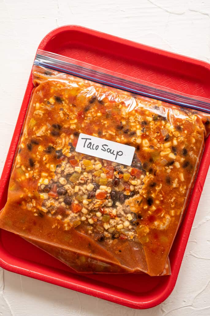 taco soup freezer meal in a bag