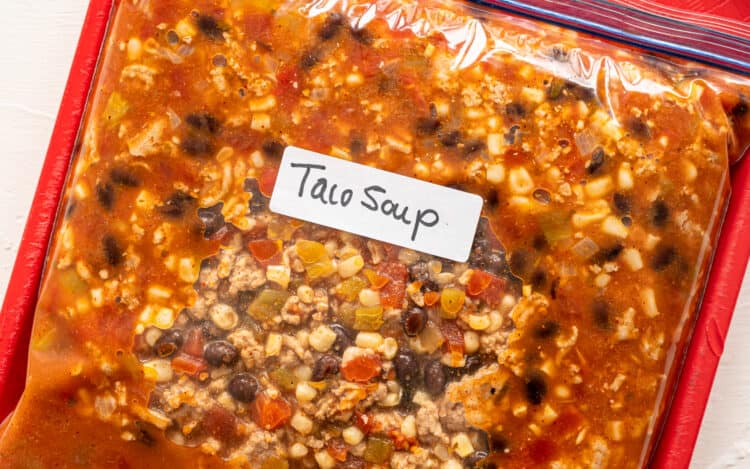 taco soup freezer meal in a bag