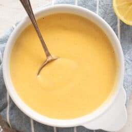 Honey mustard dipping sauce in a bowl.