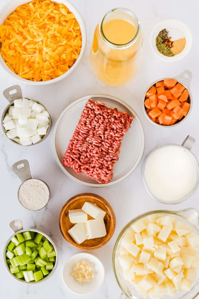 ingredients for cheeseburger soup