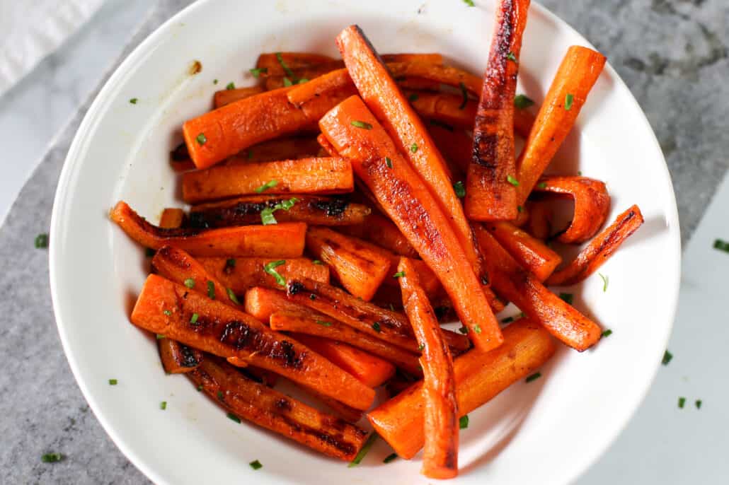Roasted carrots in a bowl