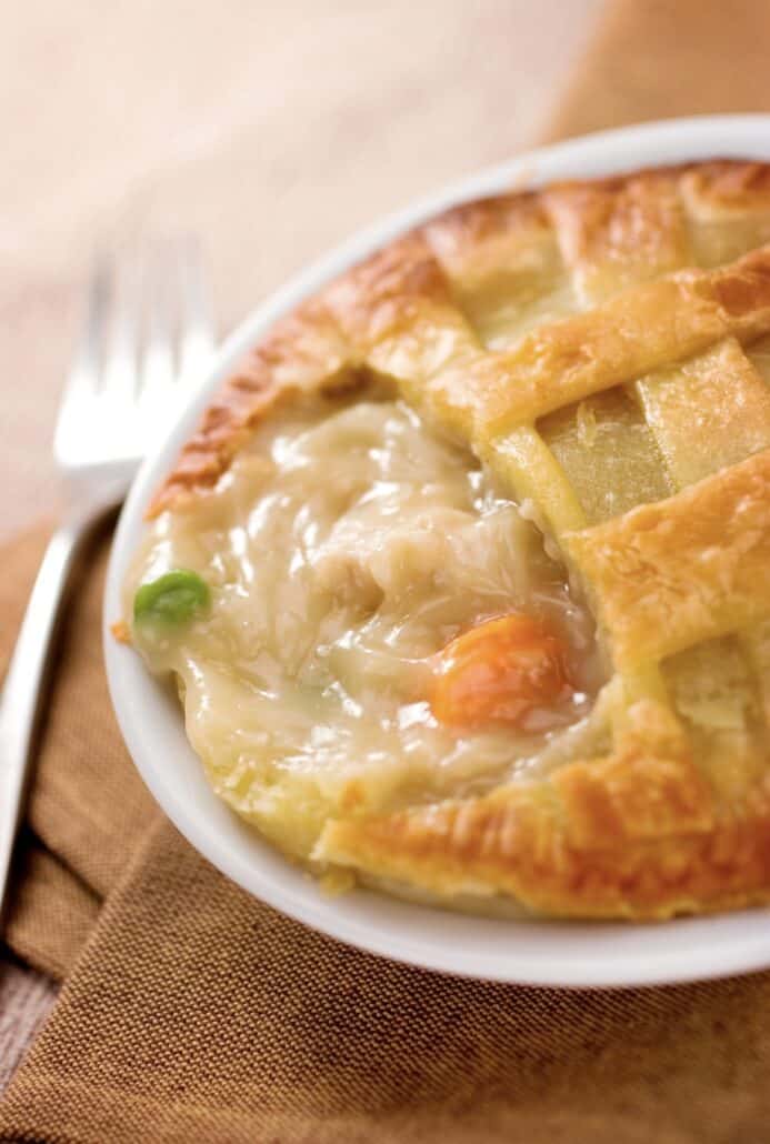 classic chicken pot pie with a crust