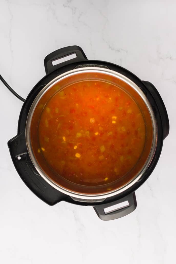 Tortilla soup being cooked in the instant pot
