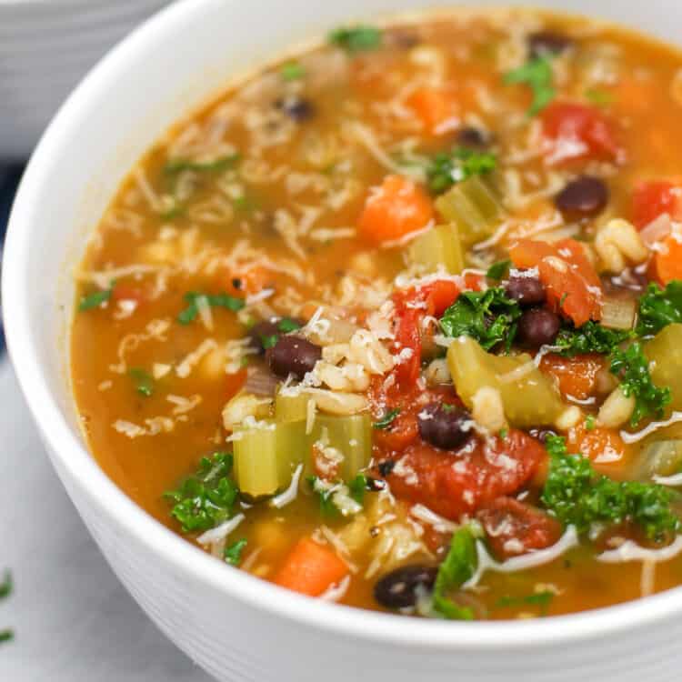 close up shot of instant pot vegetable soup