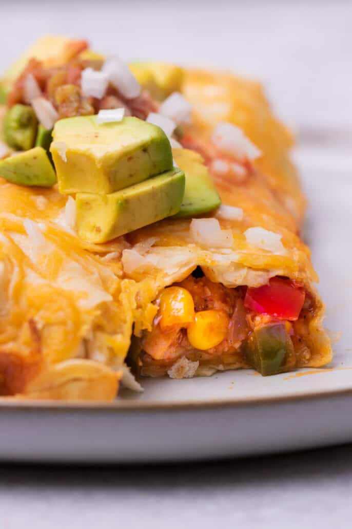 Close up of chicken fajita casserole