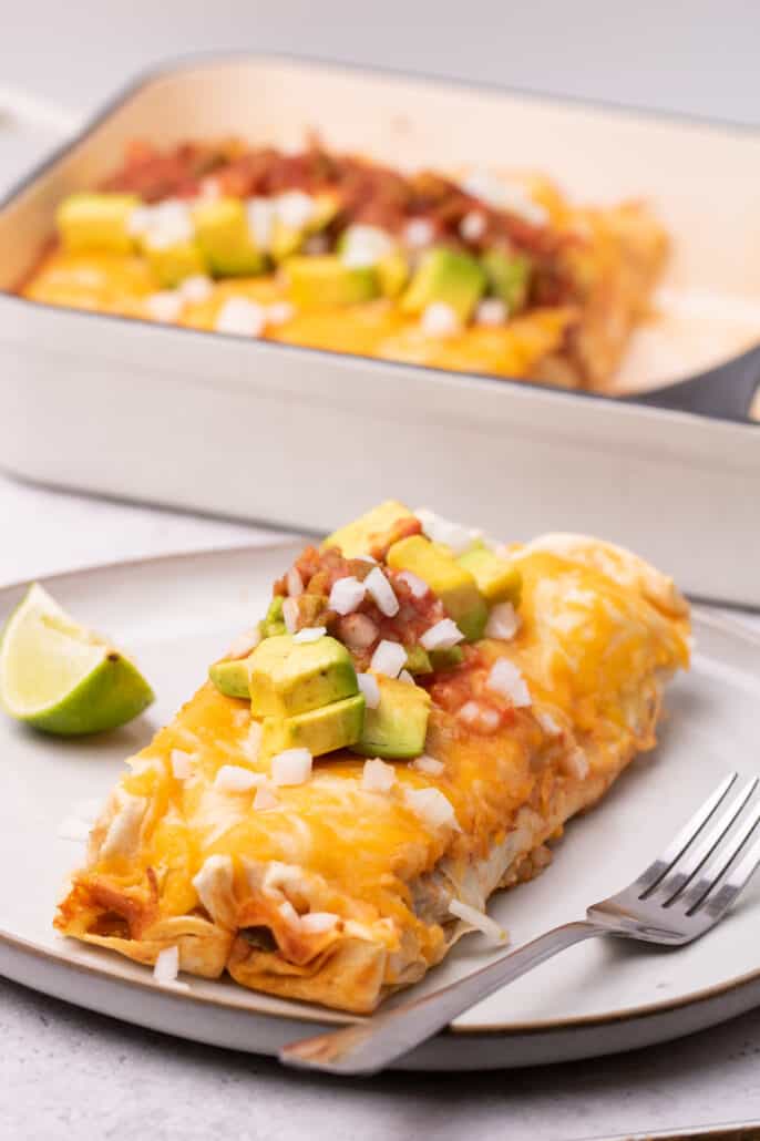 chicken fajita casserole served on a plate