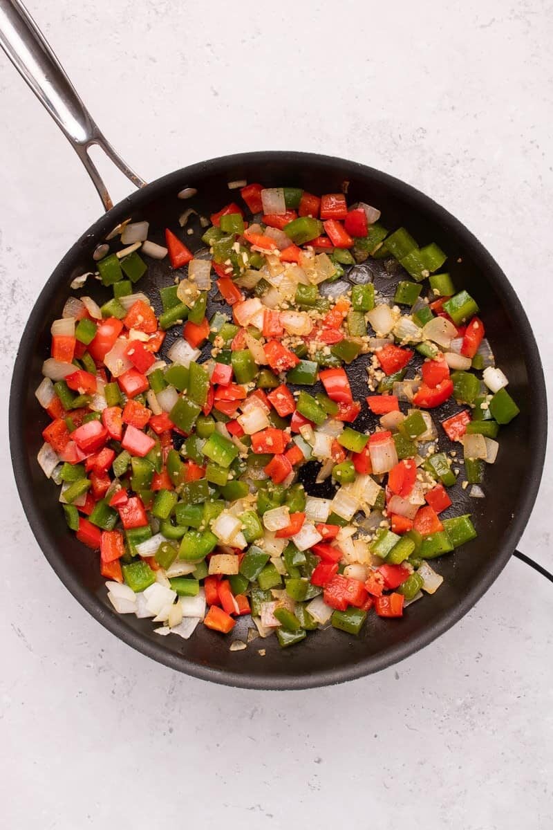 diced veggies for chicken fajita casserole