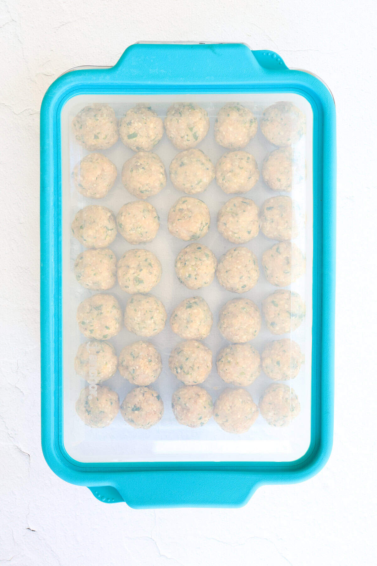 turkey meatballs in a freezer container.