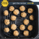 Turkey meatballs lined up in an air fryer ready to cook.