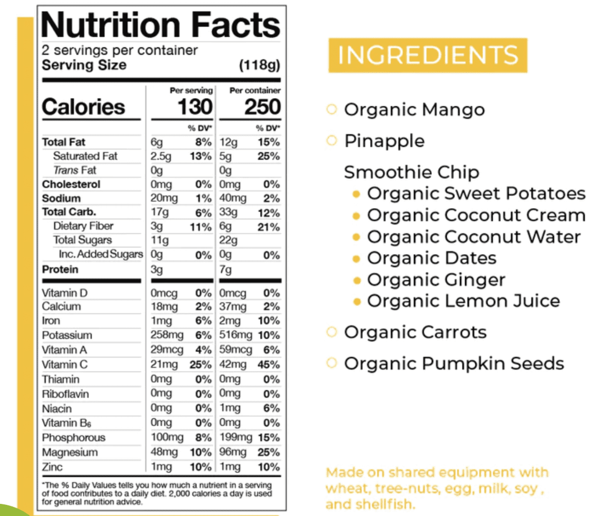 Stock photo of Mango smoothie from SmoothieBox ingredients and nutrition info.