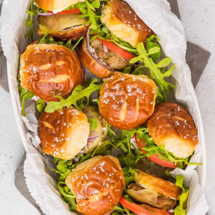 a platter full of air fryer turkey burgers