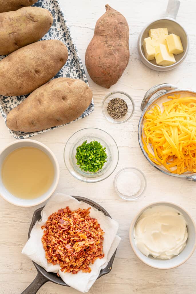 Ingredients in twice baked potatoes
