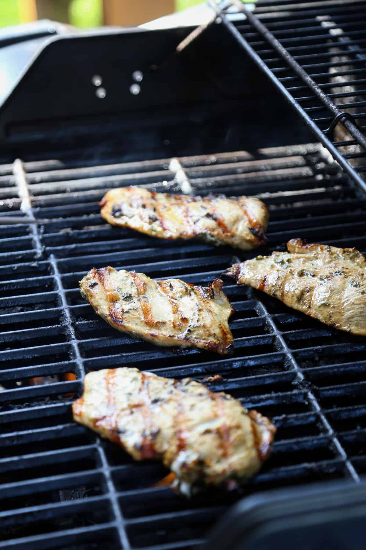 Cilantro lime chicken on the grill.