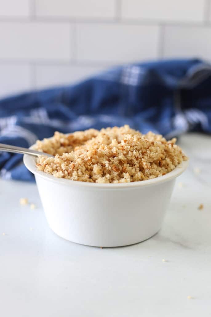 homemade bread crumbs in a bowl