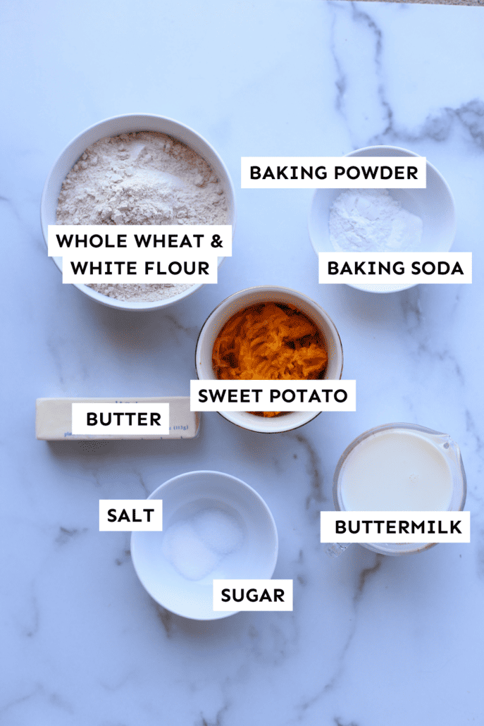 Ingredients for sweet potato biscuits