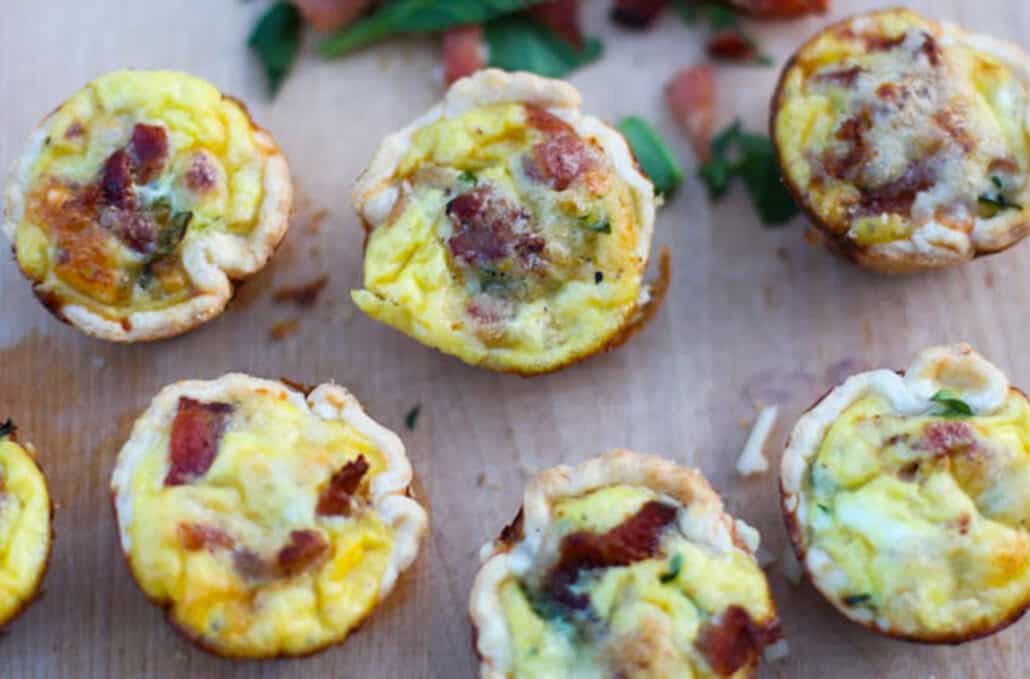 Overhead shot of mini quiches